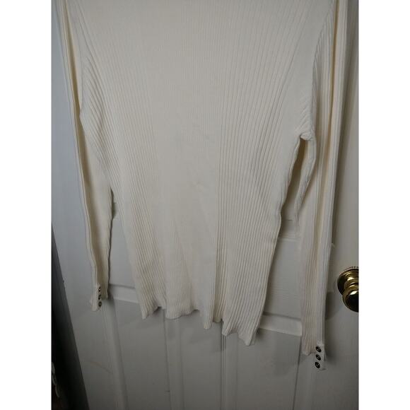 Style&Co Woman XXL Turtleneck Creme Ribbed Pullover Long Sleeve Three Button... - Picture 3 of 9